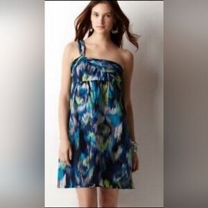 Ann Taylor Loft silk‎ blend one shoulder dress